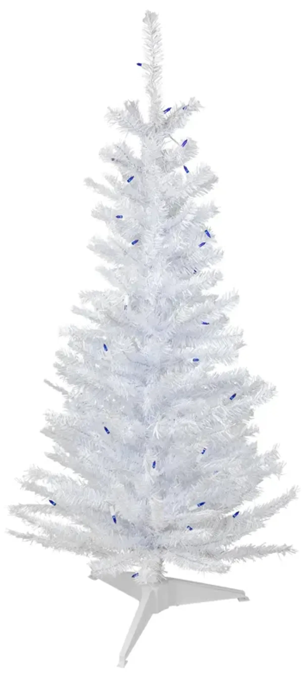 4' Pre-Lit Woodbury White Pine Slim Artificial Christmas Tree  Blue Lights