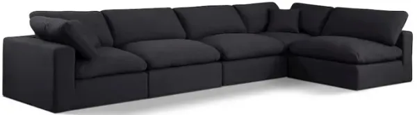 Meridian Furniture Comfy Black Linen Textured Fabric Modular Sectional