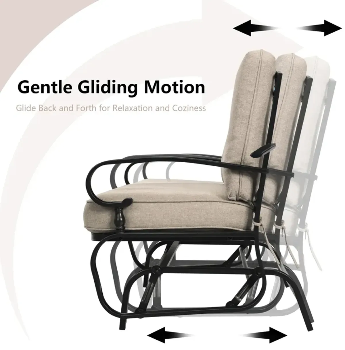 2 Seats Outdoor Swing Glider Chair with Comfortable Cushions