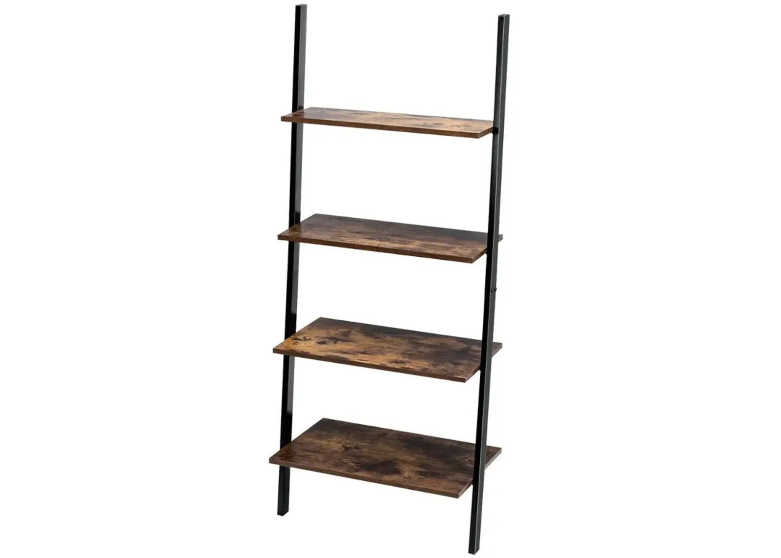 Industrial 4-Tier Ladder Shelf with Metal Frame for Living Room Office