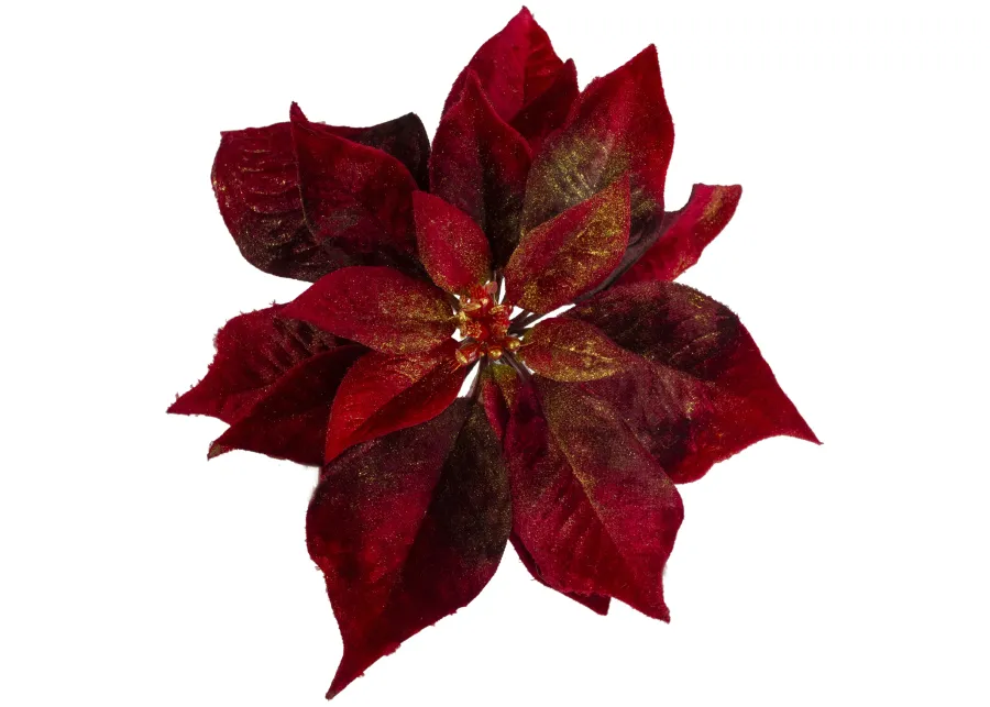 9-Inch Red Artificial Poinsettia Clip-On Christmas Ornament