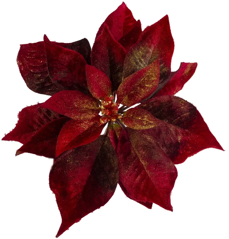 9-Inch Red Artificial Poinsettia Clip-On Christmas Ornament