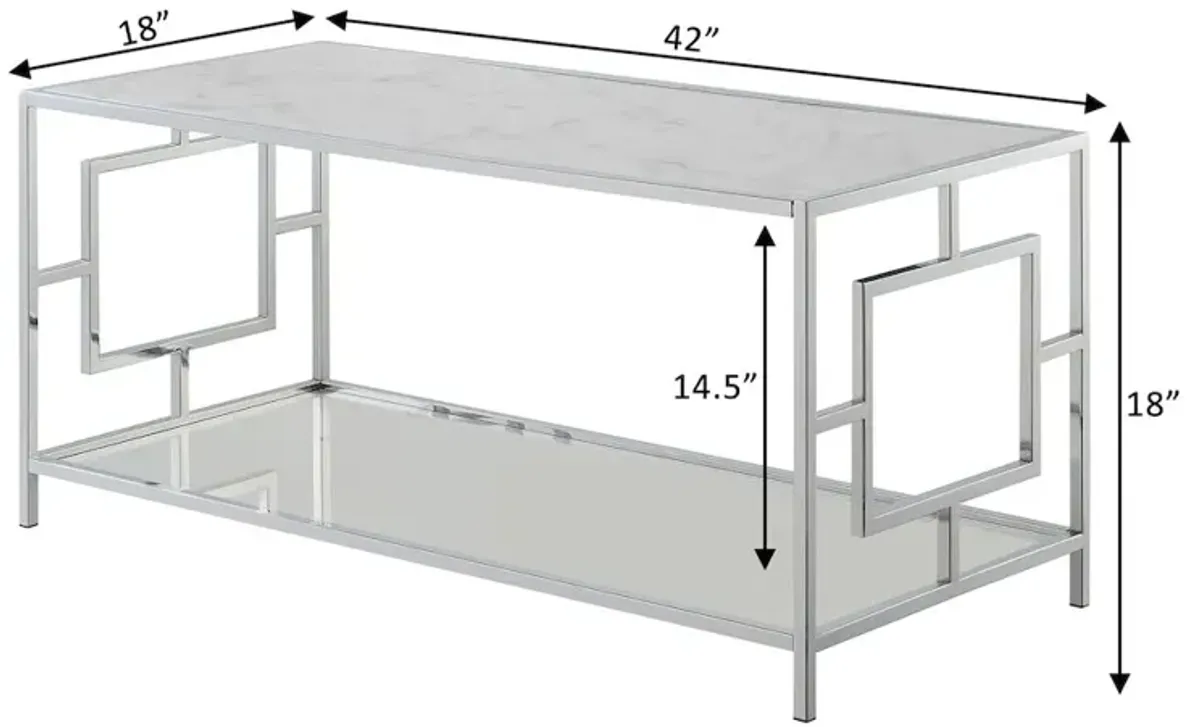 Convenience Concepts Town Square Chrome Coffee Table with Shelf