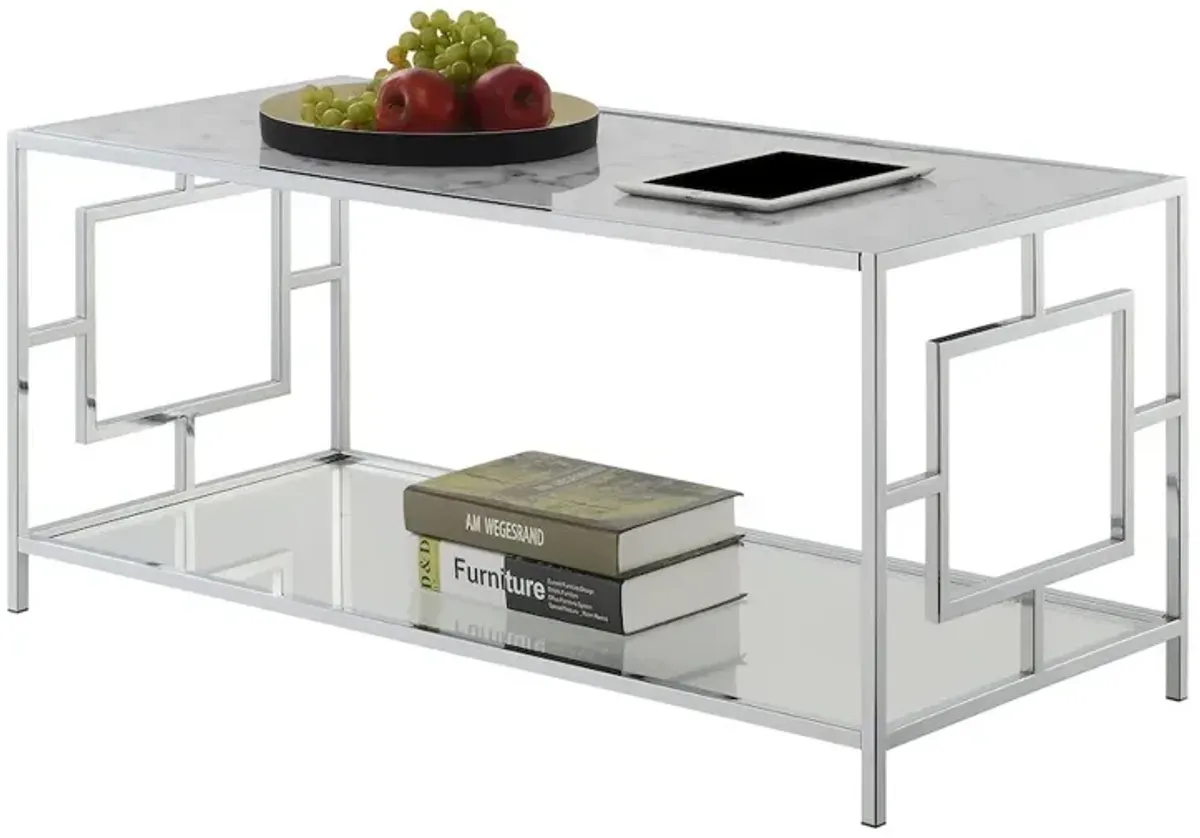 Convenience Concepts Town Square Chrome Coffee Table with Shelf