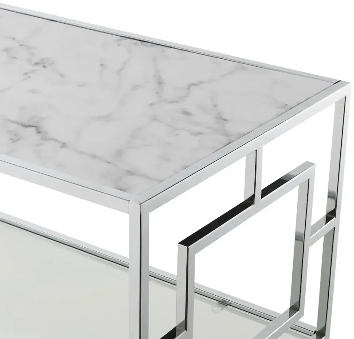 Convenience Concepts Town Square Chrome Coffee Table with Shelf