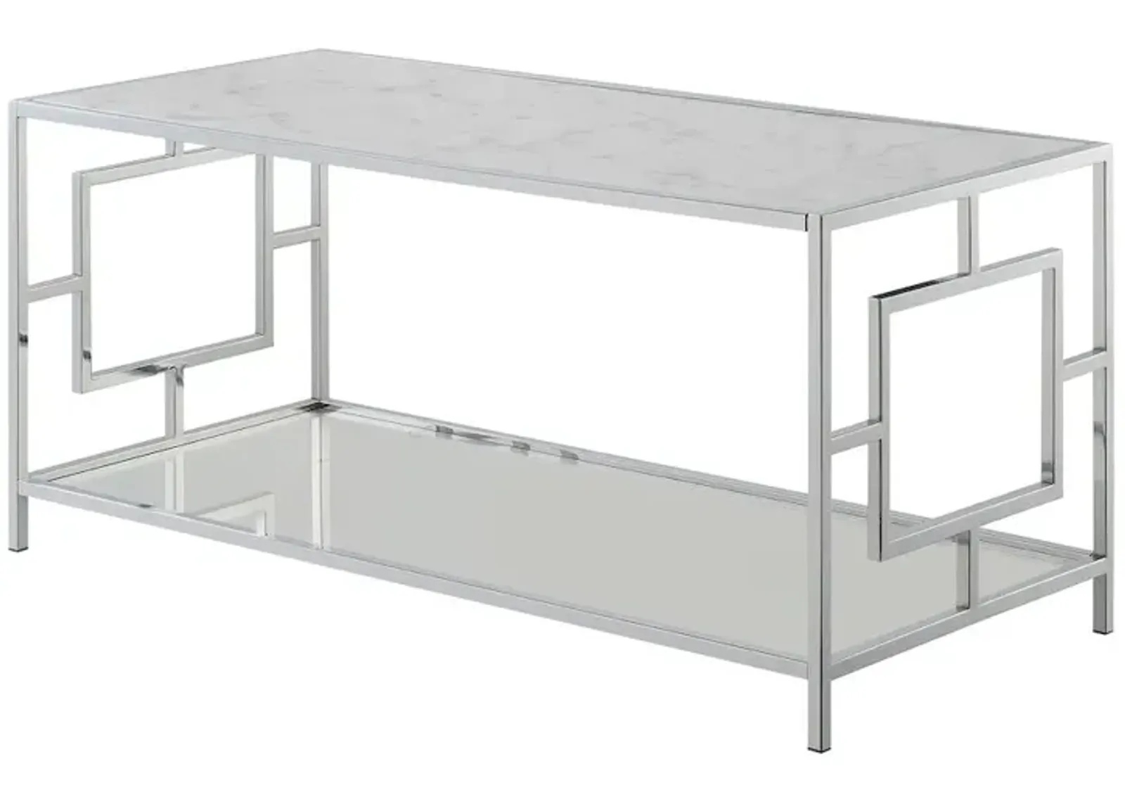 Convenience Concepts Town Square Chrome Coffee Table with Shelf