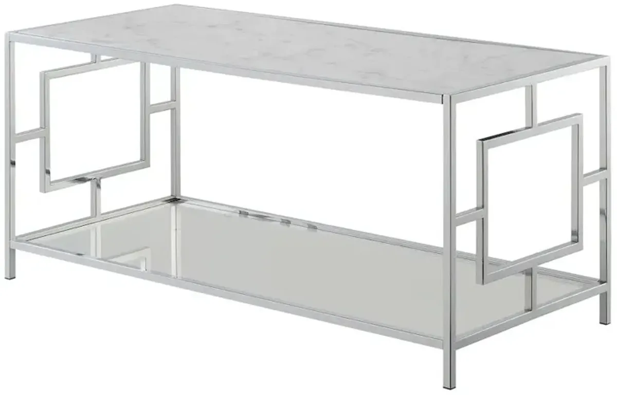 Convenience Concepts Town Square Chrome Coffee Table with Shelf