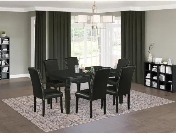 East West Furniture Dining Room Set Black, WEEN7-BLK-69