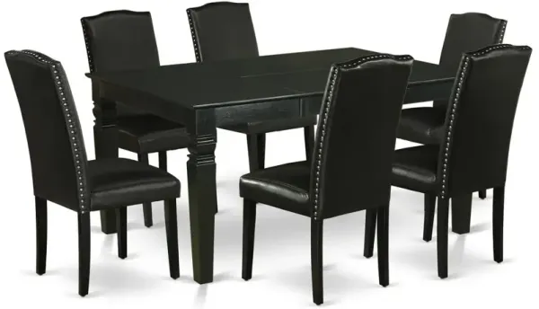 East West Furniture Dining Room Set Black, WEEN7-BLK-69