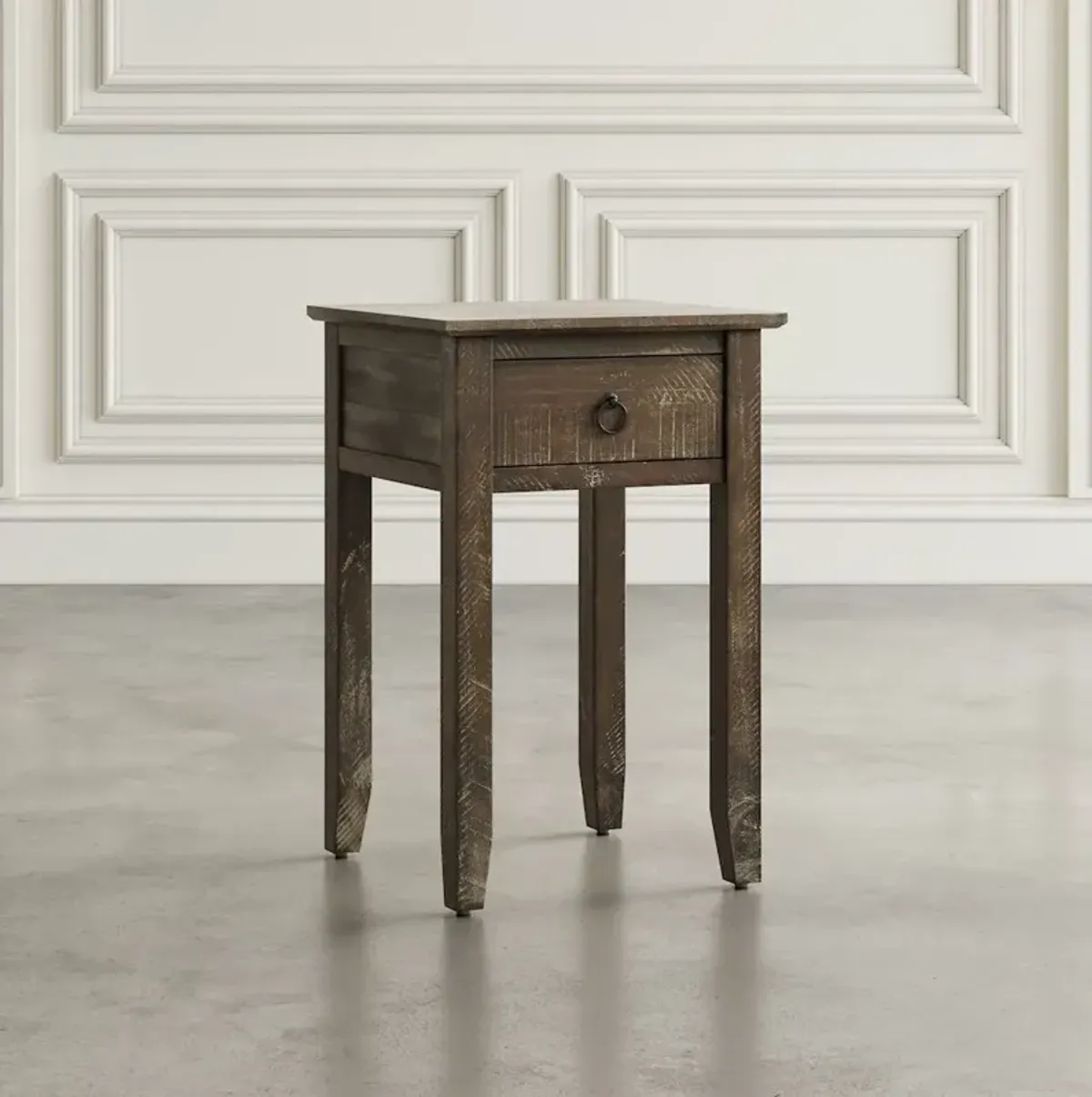 Jofran Devon Farmhouse Distressed Solid Wood End Table