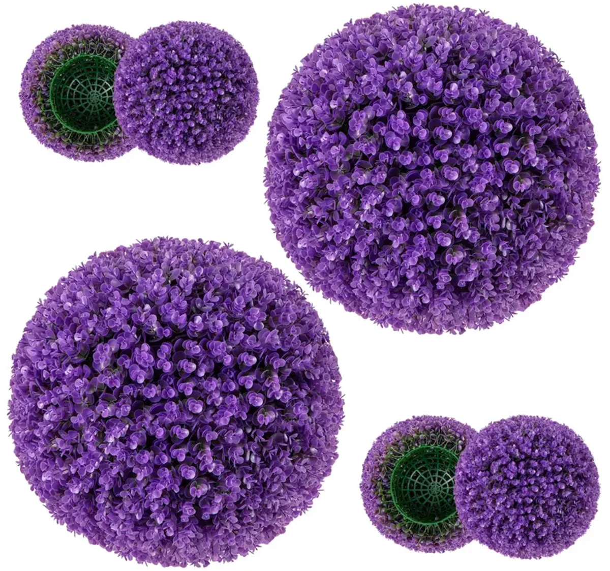 17.5" Faux Purple Eucalyptus Decorative Balls with 7-Layer Leaves for Backyard, Porch, Garden, and Wedding