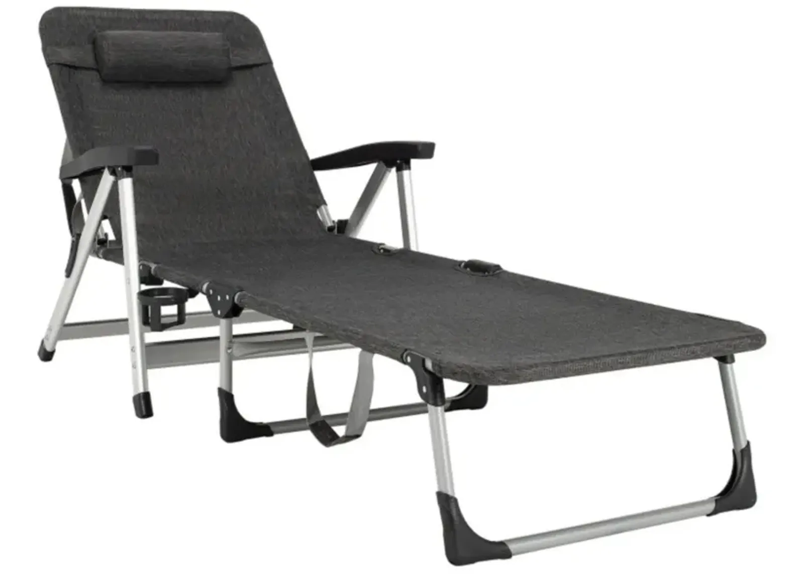 Hivvago Beach Folding Chaise Lounge Recliner with 7 Adjustable Position