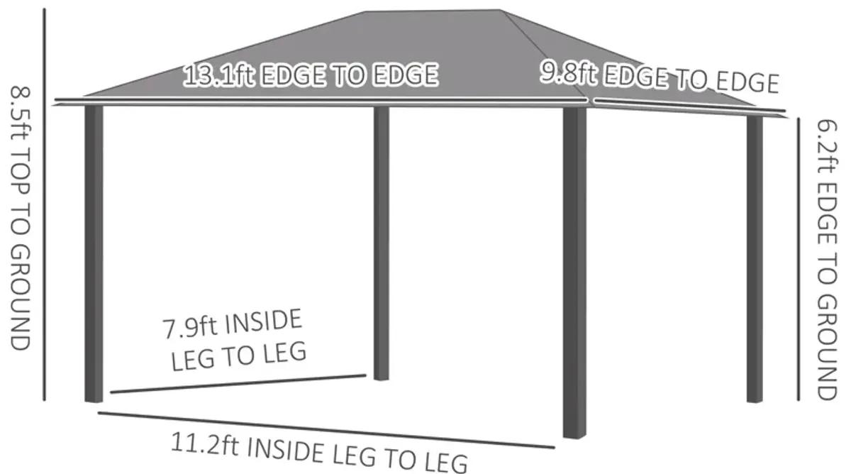 Gray Garden Pavilion: 10x13 ft Aluminum Gazebo with Vented Roof