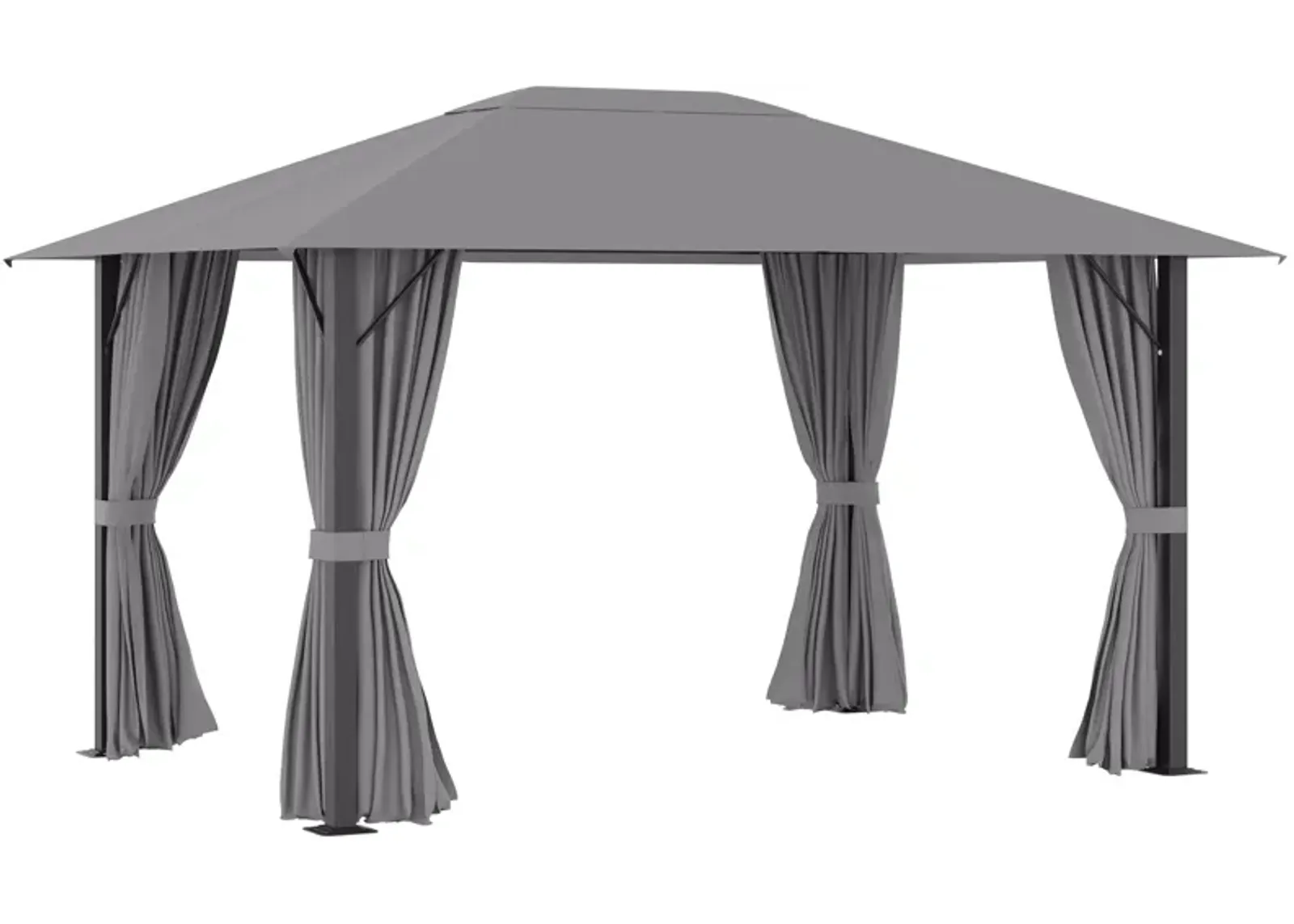 Gray Garden Pavilion: 10x13 ft Aluminum Gazebo with Vented Roof