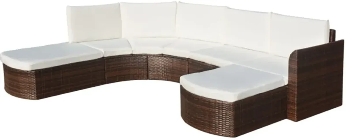 vidaXL 4 Piece Garden Lounge Set with Cushions Poly Rattan Brown