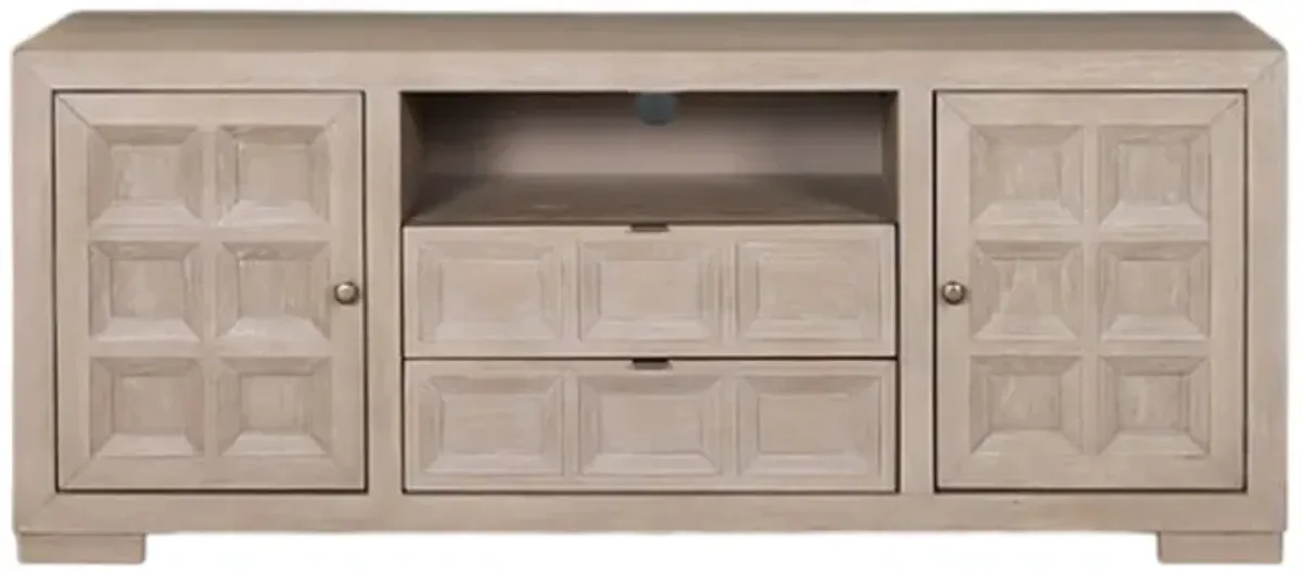 Kizie TV Stand Console, Storage Cabinets, Tawny Brown Wood, 72 Inch - Benzara