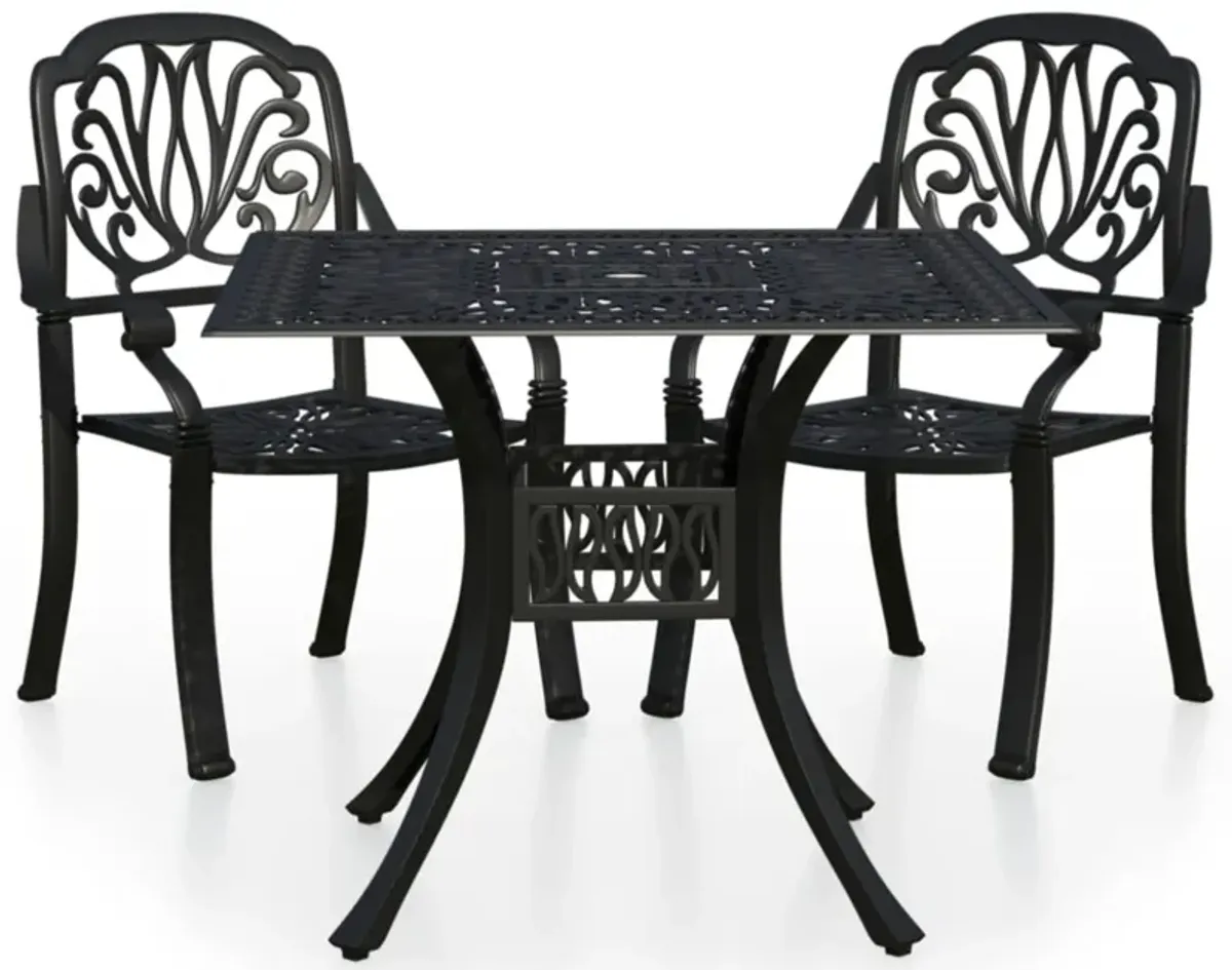 vidaXL 3 Piece Bistro Set Cast Aluminum Black