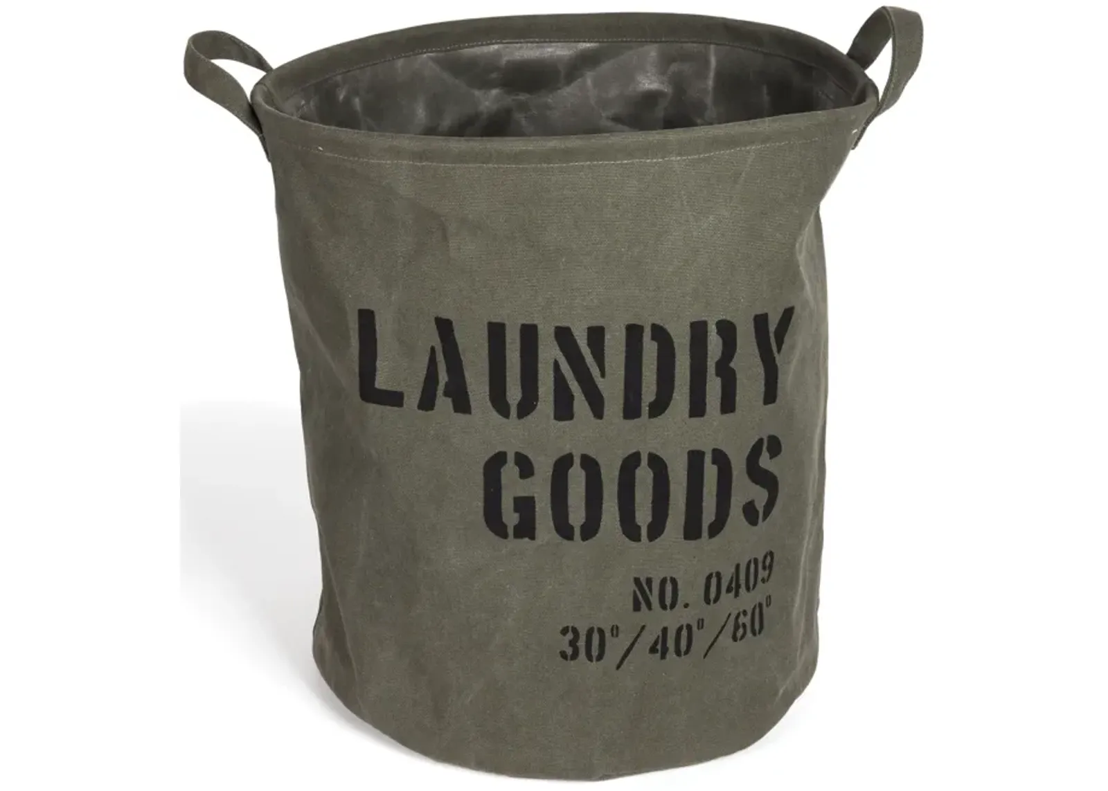 Army Canvas Bucket Style Collapsible Laundry Basket