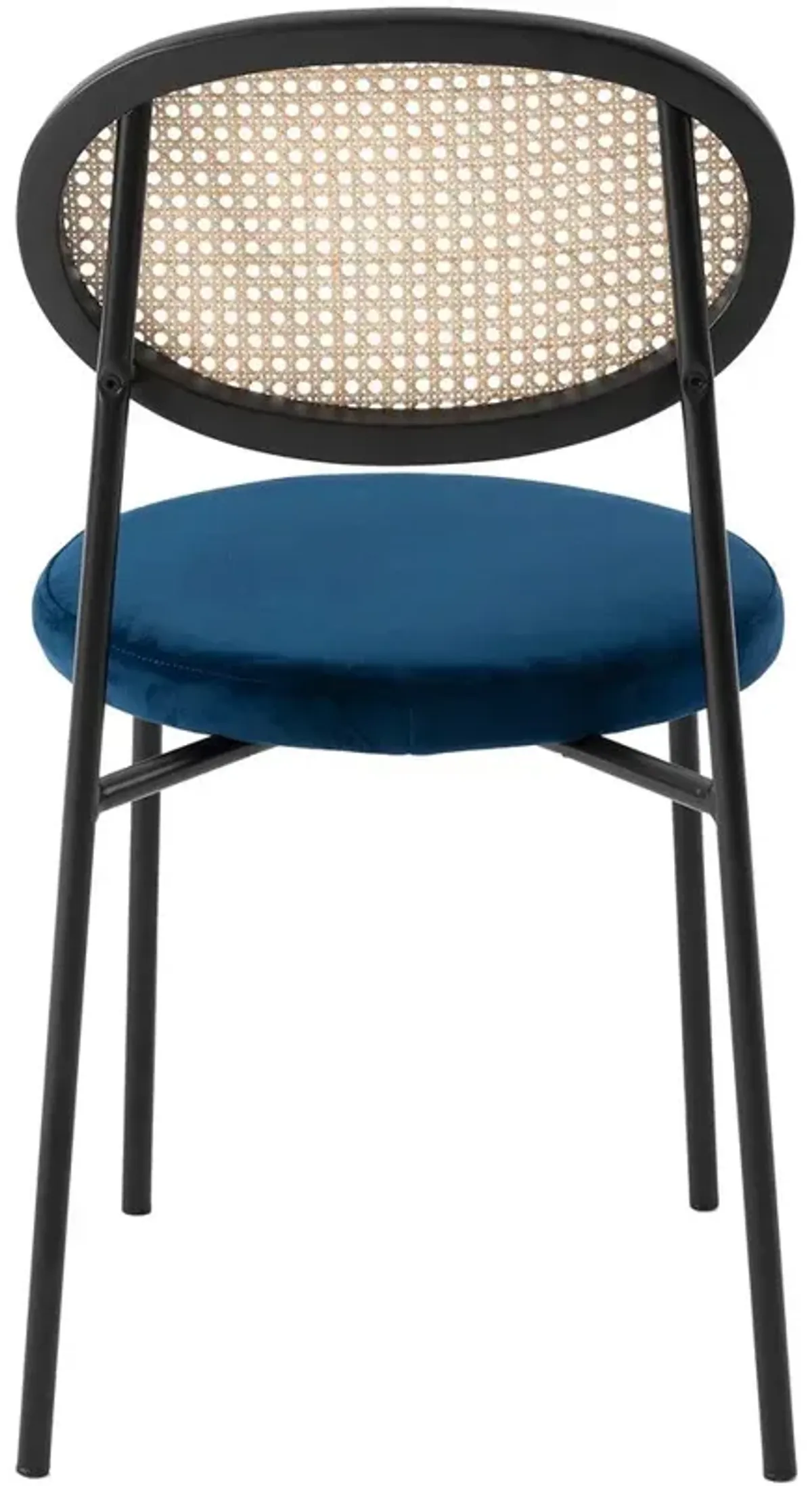 LeisureMod Euston Modern Wicker Dining Chair with Velvet Round Seat Set of 4