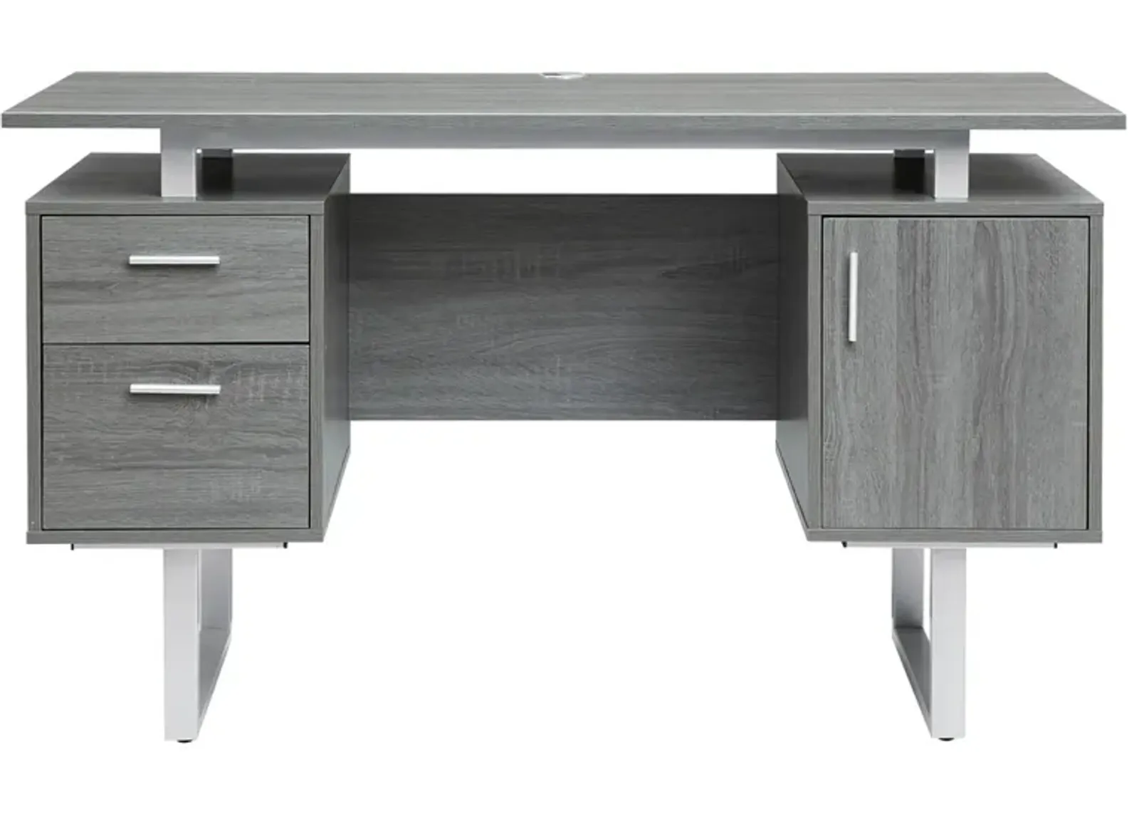 Modern Office Desk with Storage, Grey