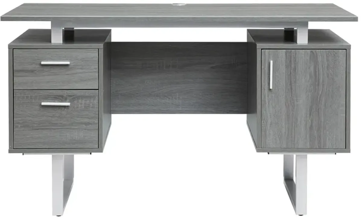 Modern Office Desk with Storage, Grey