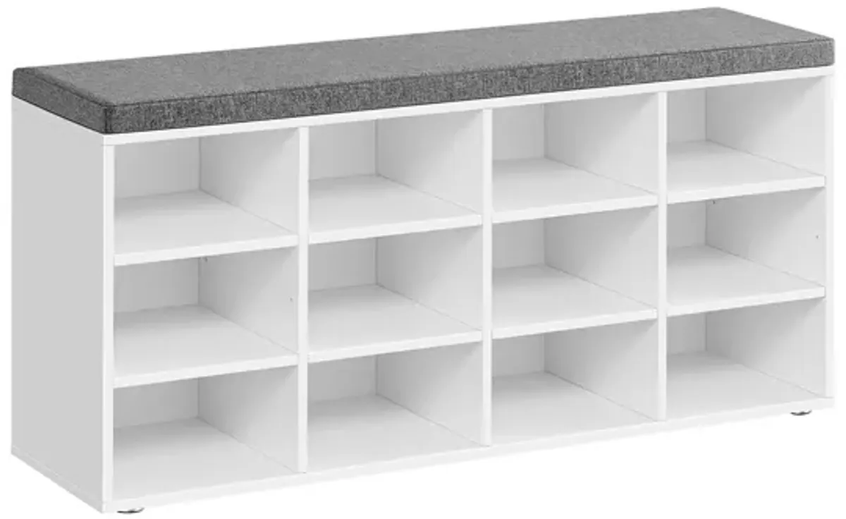 Cubbie Shoe Cabinet Storage Bench with Cushion & Adjustable Shelves - Entryway Organizer