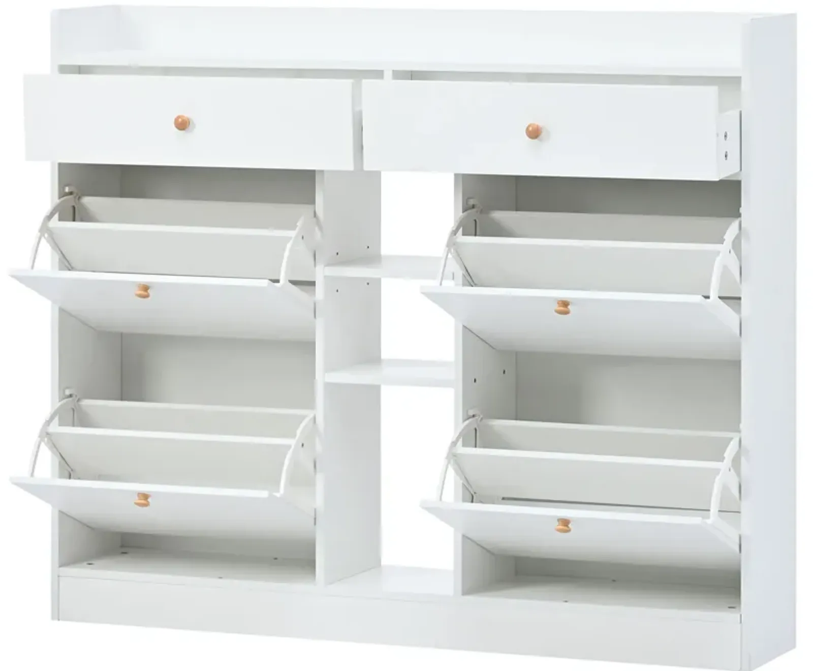 Merax Modern Shoe Cabinet with 4 Flip Drawers,Multifunctional 2-Tier Shoe Storage Organizer with Drawers