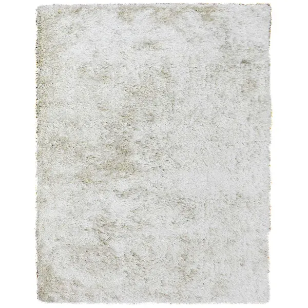 RUGSOTIC CARPETS HAND TUFTED SHAG POLYESTER ECO-FRIENDLY AREA RUGS  - 9'x12', Rectangle, White, Solid Plain Design, High Pile Thick Handmade Anti Skid Area Rugs for Living Room, Bed Room K00101