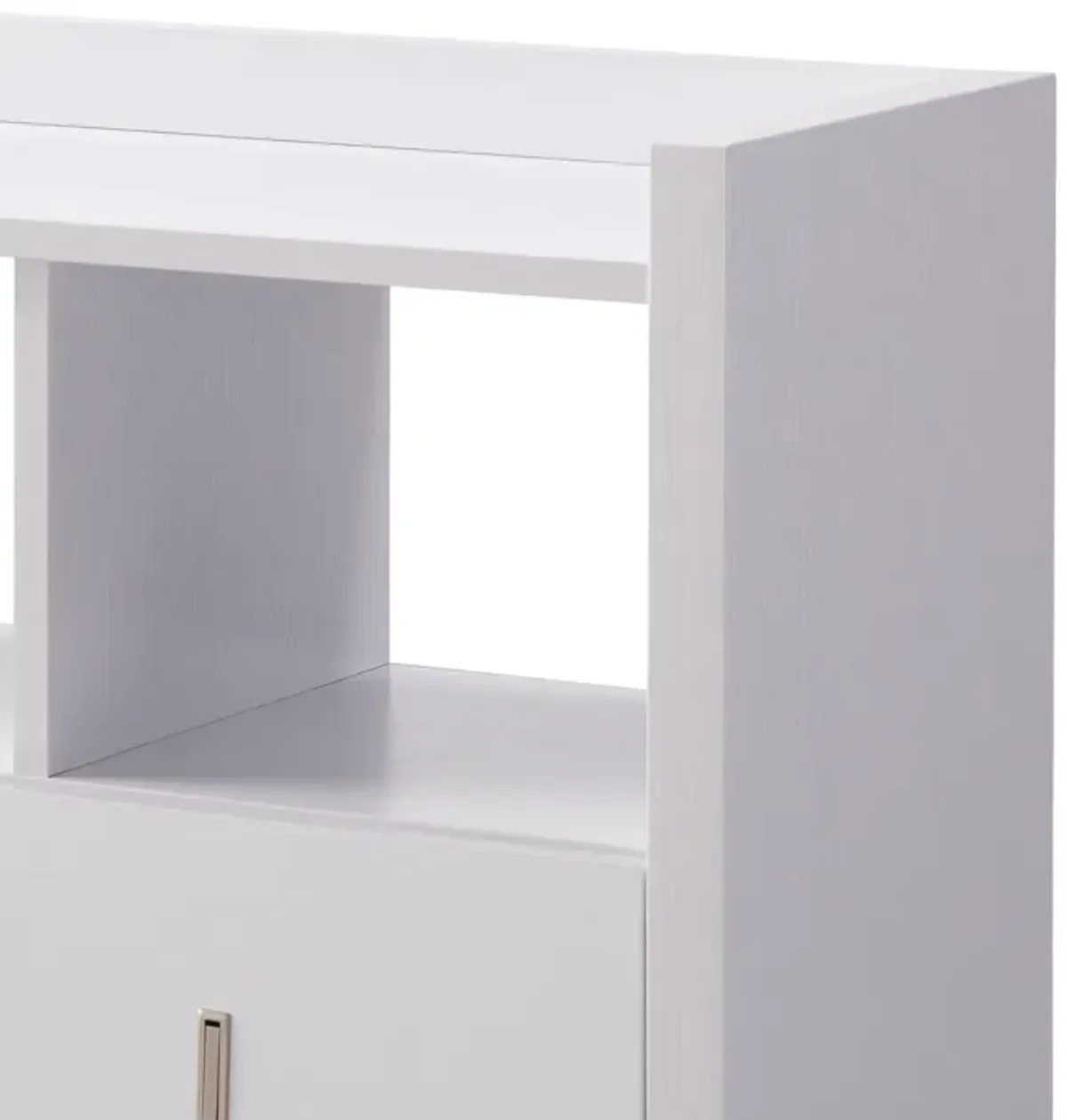 Beak Shoe Bench, 3 Open Shelves 1 Drawer, 34 Inch Classic White Finish - Benzara