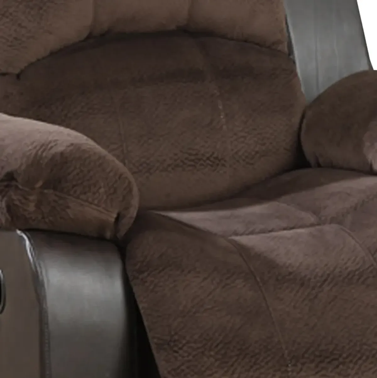 Polyurethane Rocker Recliner In Choco Suede Brown-Benzara