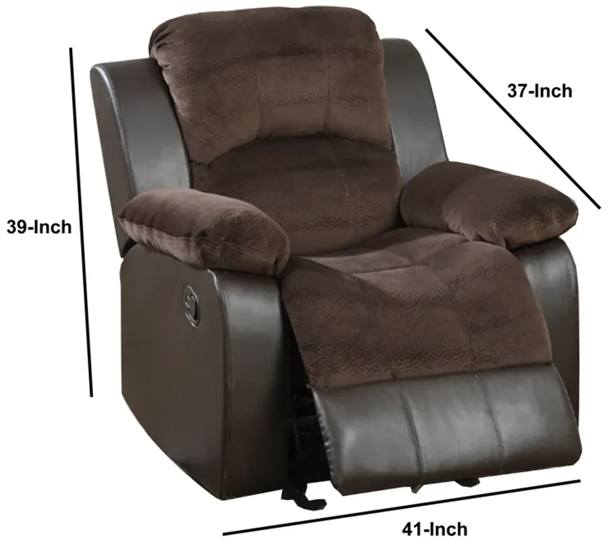 Polyurethane Rocker Recliner In Choco Suede Brown-Benzara