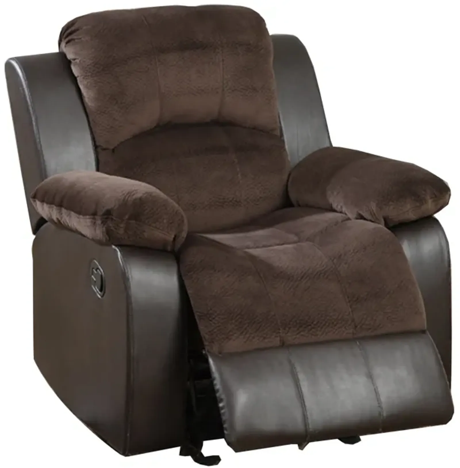 Polyurethane Rocker Recliner In Choco Suede Brown-Benzara