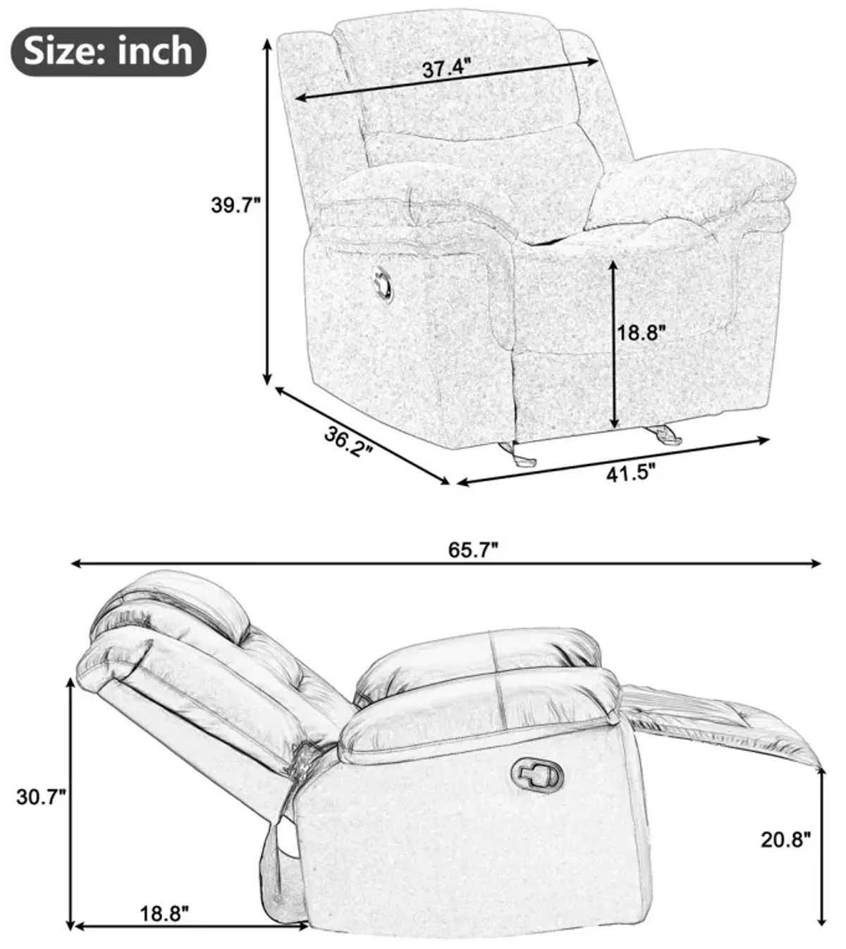 Home Theater Seating Manual Reclining Sofa For Living Room, Bedroom