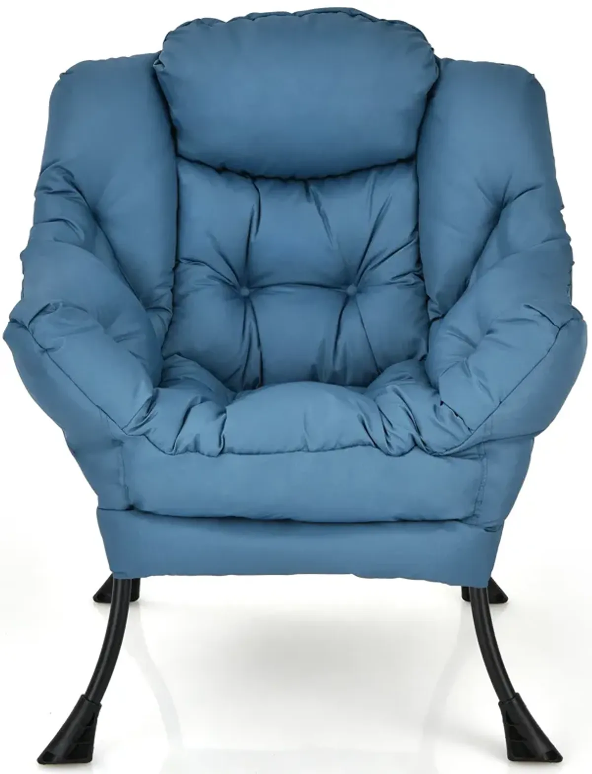 Modern Polyester Fabric Lazy Chair with Steel Frame and Side Pocket