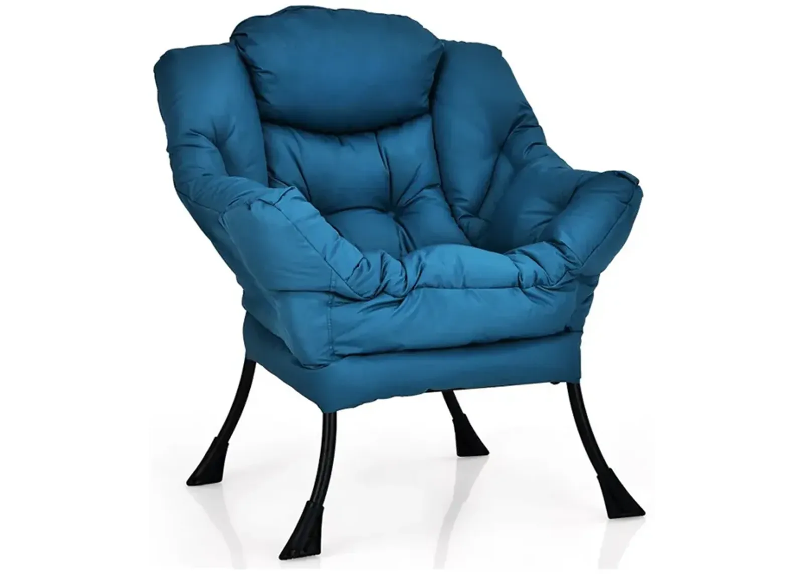 Modern Polyester Fabric Lazy Chair with Steel Frame and Side Pocket