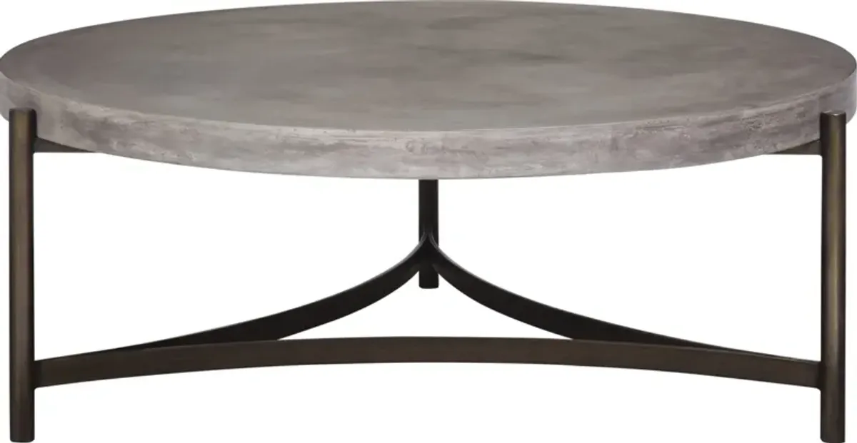 Lyon Round Natural Concrete and Metal Coffee Table