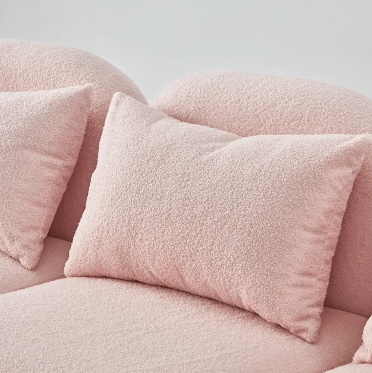 Lazy Sofa Loveseat Teddy Fabric Pink