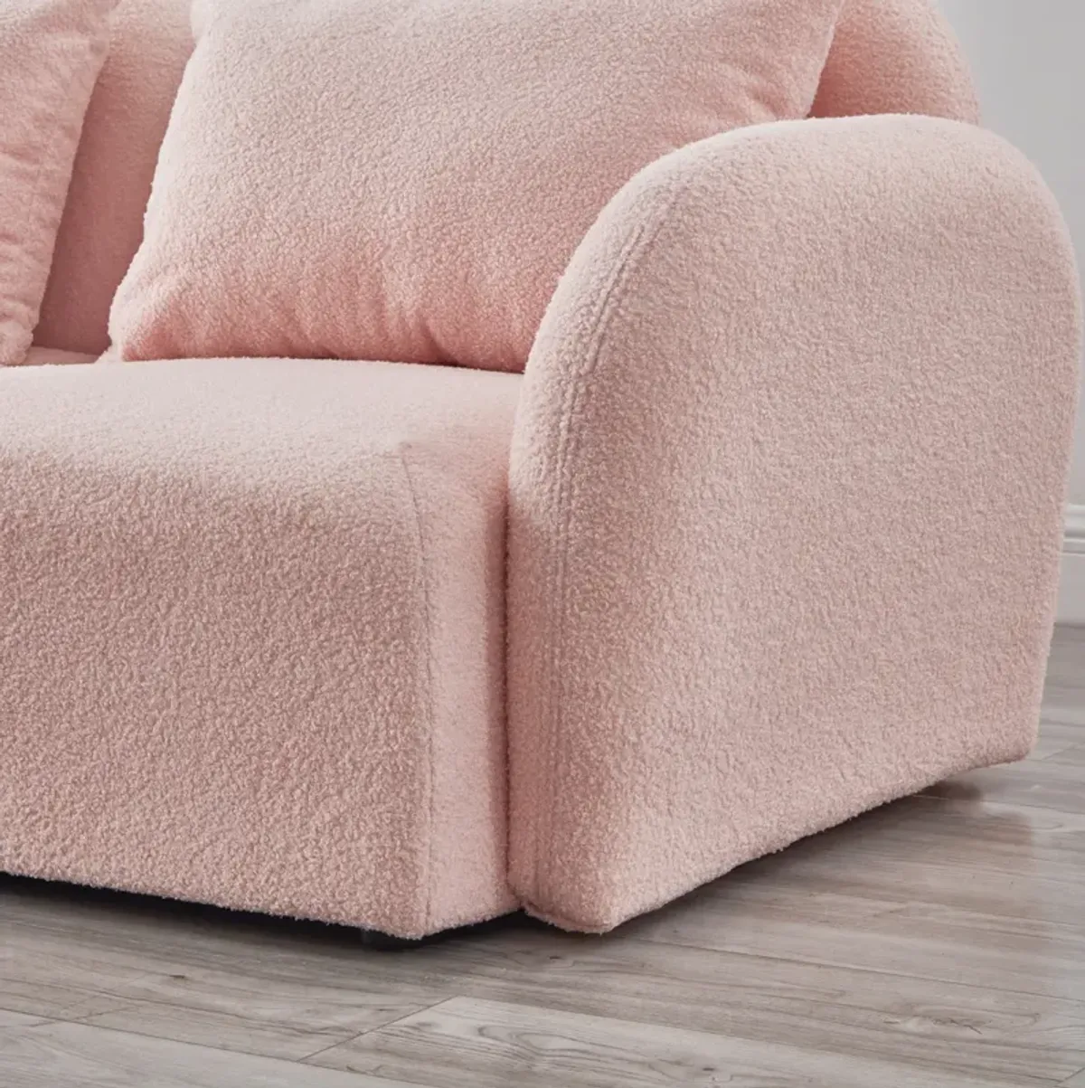 Lazy Sofa Loveseat Teddy Fabric Pink