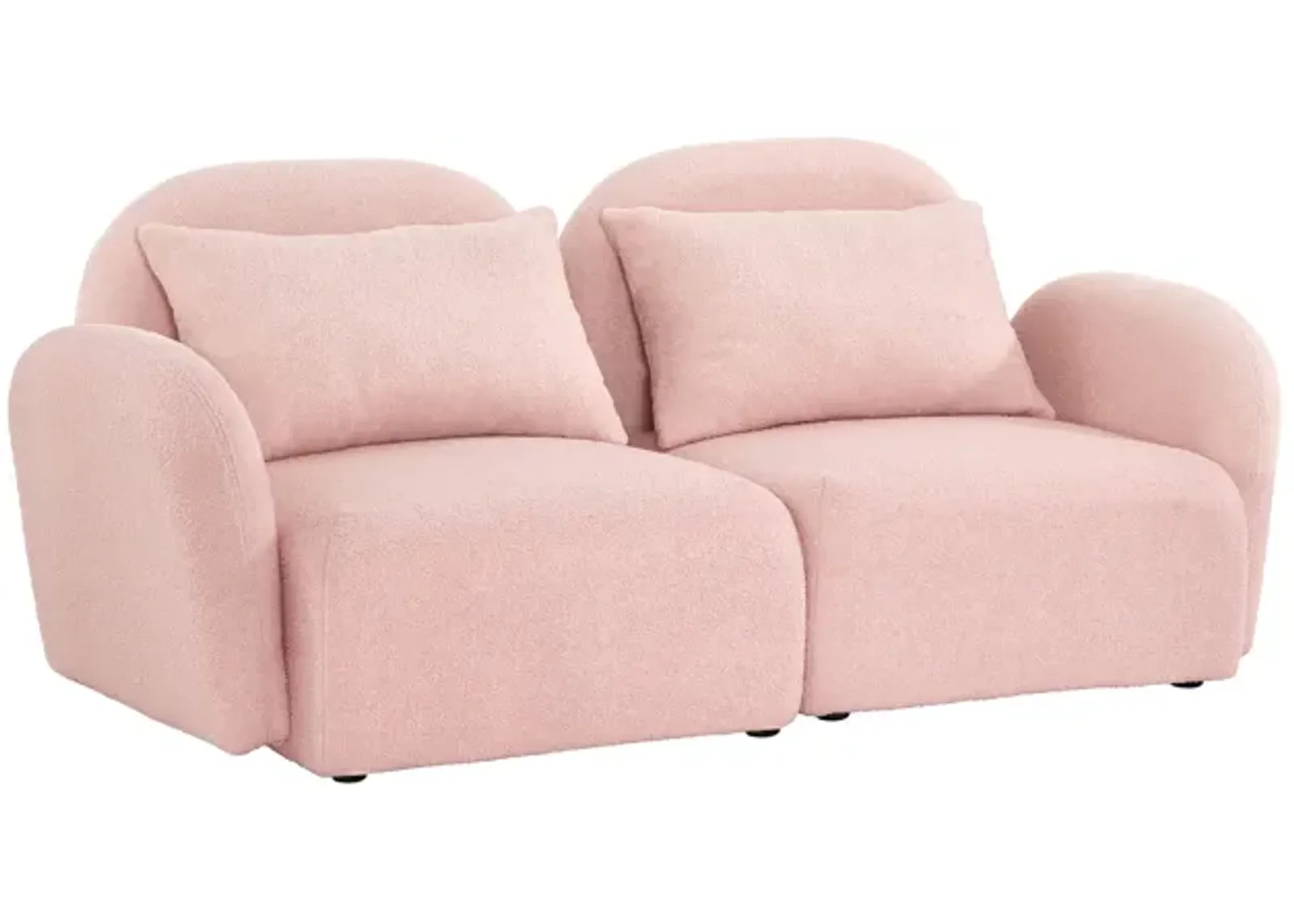 Lazy Sofa Loveseat Teddy Fabric Pink