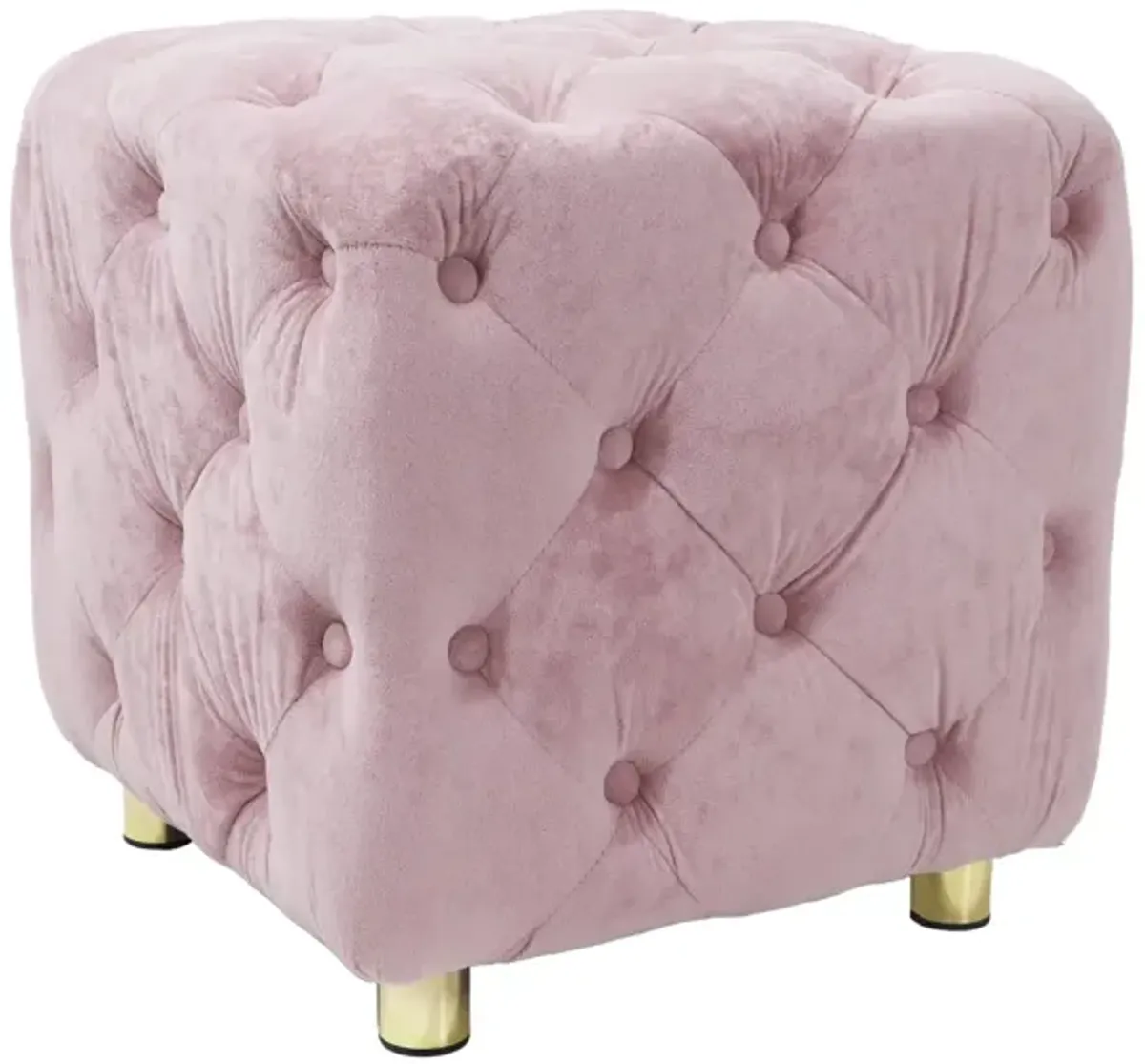 Pink Modern Velvet Upholstered Ottoman, Exquisite Small End Table, Soft Foot Stool