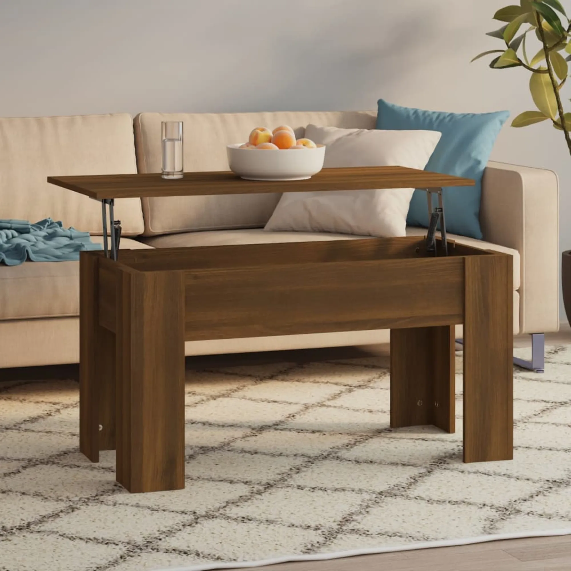 vidaXL Coffee Table Brown Oak 39.8"x19.3"x20.5" Engineered Wood