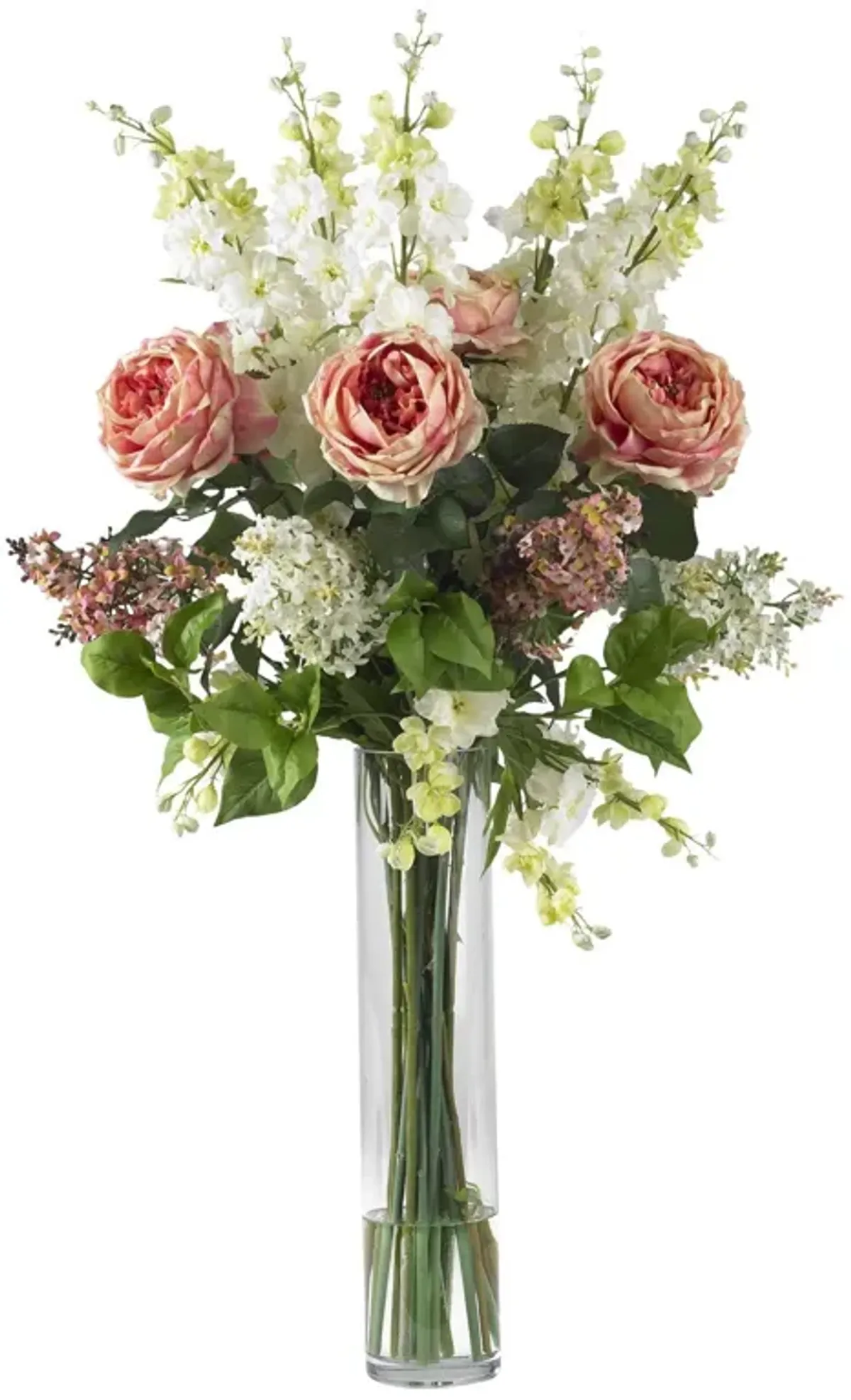 Nearly Natural Rose, Delphinium and Lilac Mix Pink