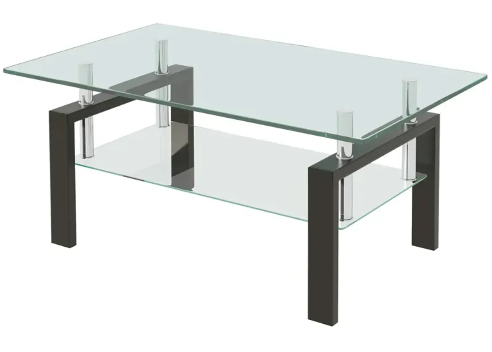 Tempered Clear Glass Coffee Table, 2-Layers Coffee Table Living Room Center Table