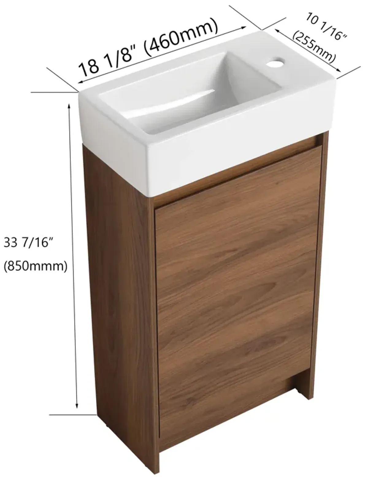 Streamdale 18" Freestanding Vanity with Single Sink & Soft Closing Doors