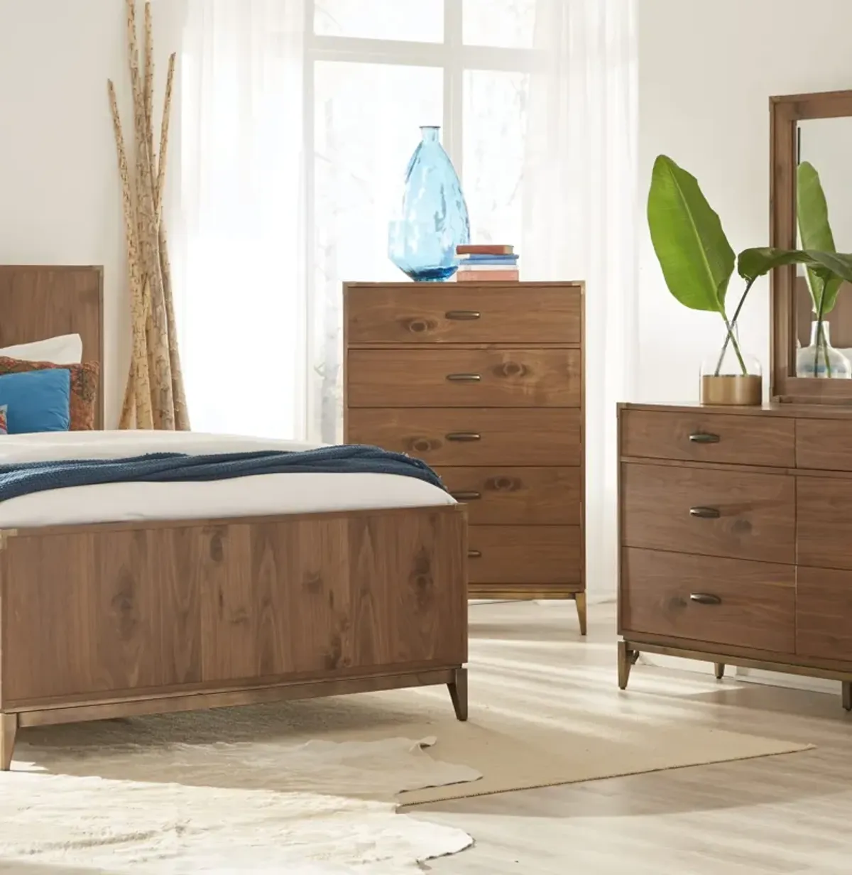 Adler Five Drawer Chest in Natural Walnut