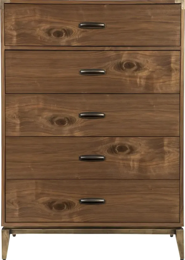 Adler Five Drawer Chest in Natural Walnut
