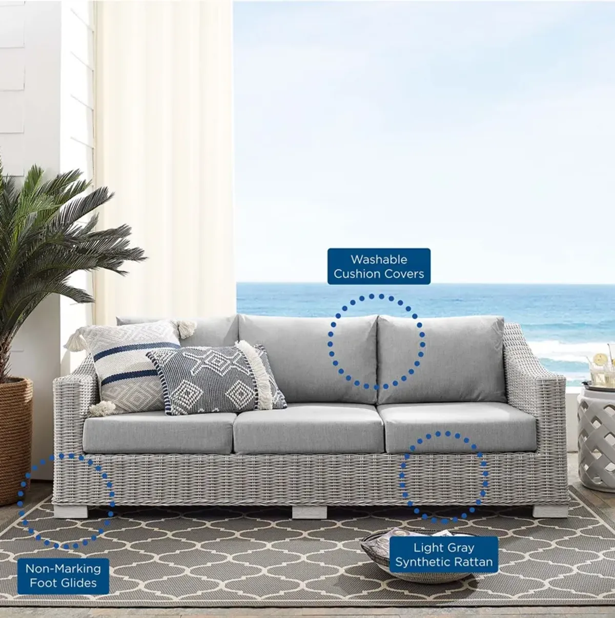 Modway - Conway Sunbrella� Outdoor Patio Wicker Rattan Sofa