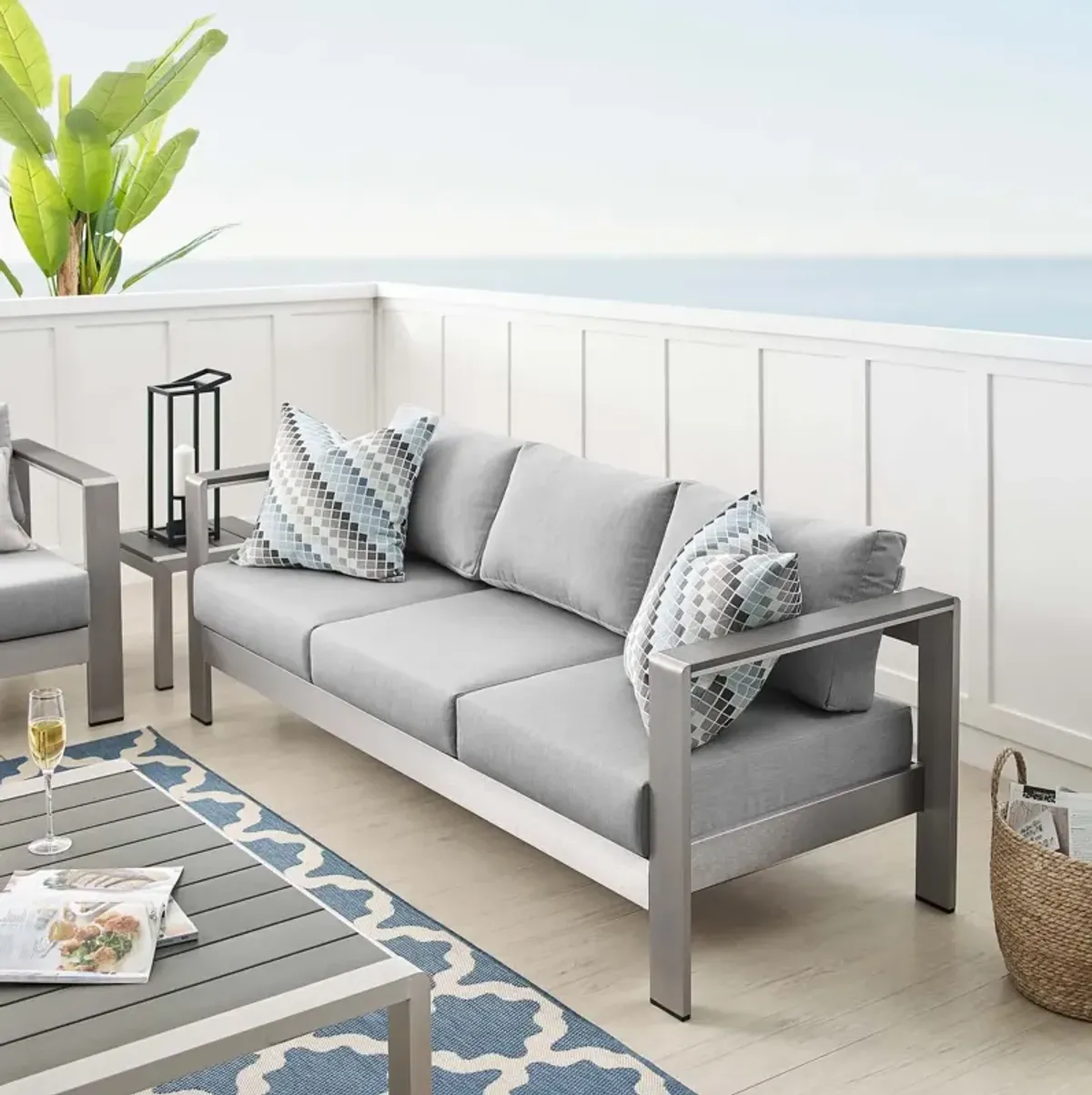 Modway - Shore Sunbrella® Fabric Aluminum Outdoor Patio Sofa