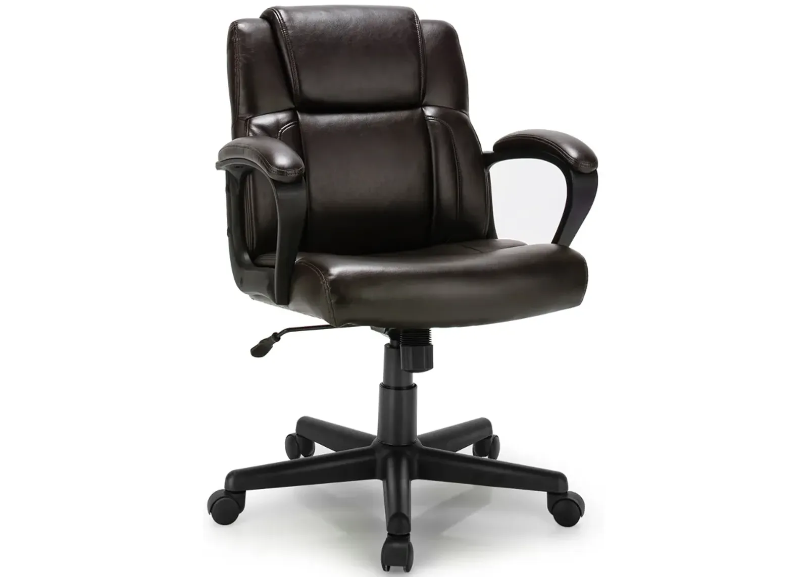 Costway Executive Leather Office Chair Adjustable Computer Desk Chair w/ Armrest