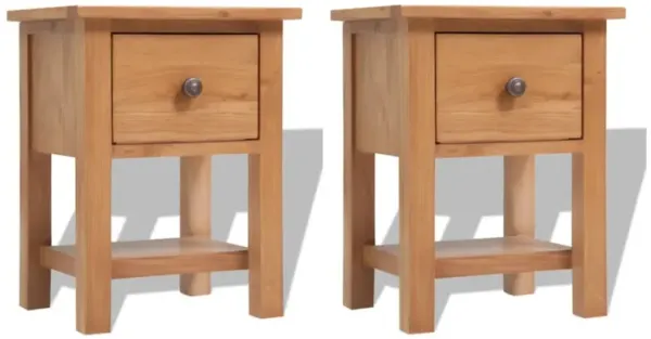 vidaXL Nightstands 2 pcs 14.2"x11.8"x18.5" Solid Oak Wood